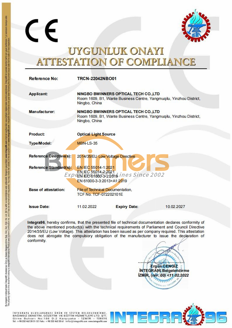 manbetx体育开户Bwinners CE f<s:1> r optische Lichtquelle MBN-LS-35